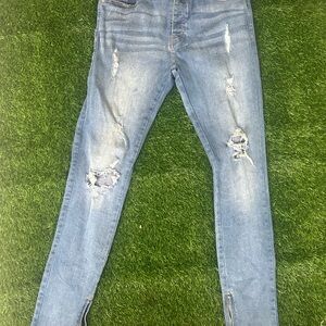 Men's Distressed Blue Jeans